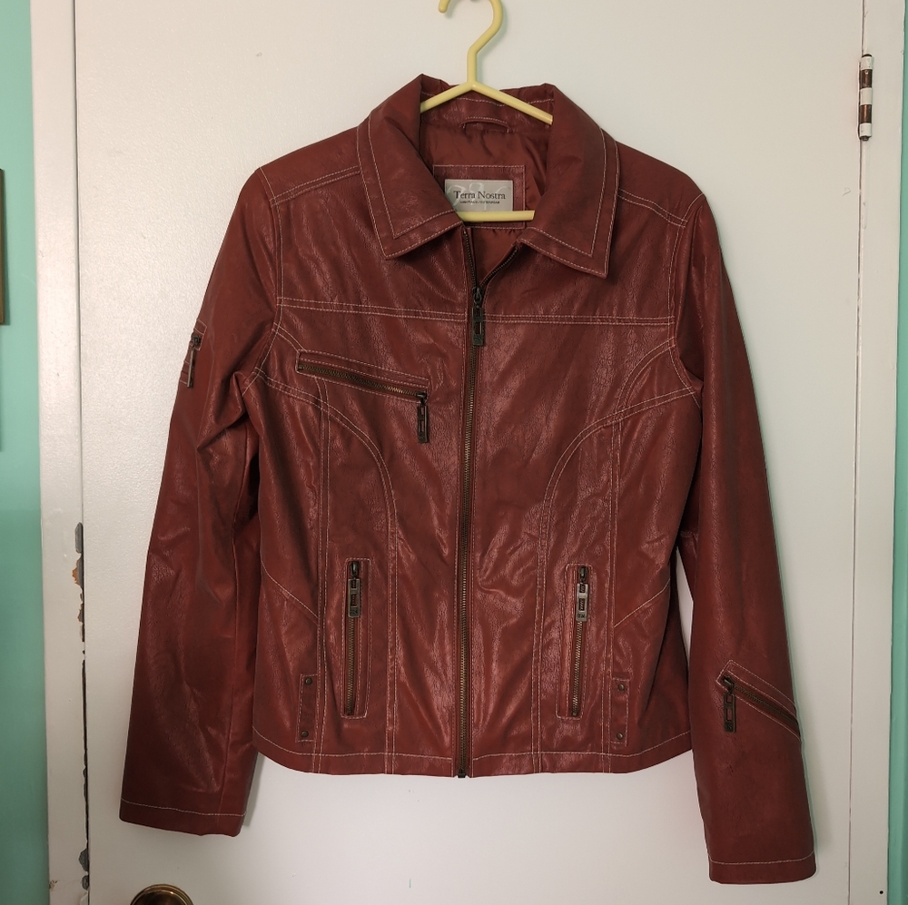 🍁Terra Nostra Faux Leather Jacket in Burnt Orange